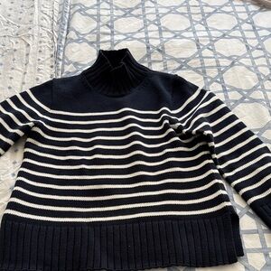J. Crew Striped Mock Neck Sweater in Navy & White